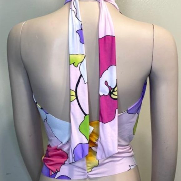 Ladies Urban Behavior Floral Cowl Halter Top - Picture 2 of 3